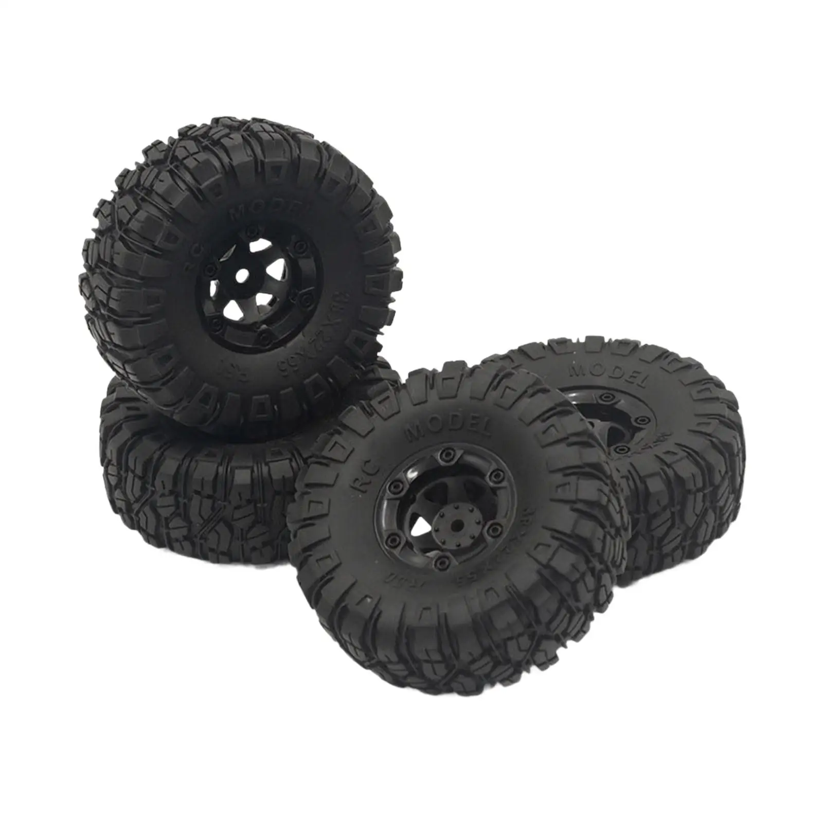 4 Pieces Strong RC Model Car Wheel-and-Tire Assembly Deeply Grooved RC Tire with