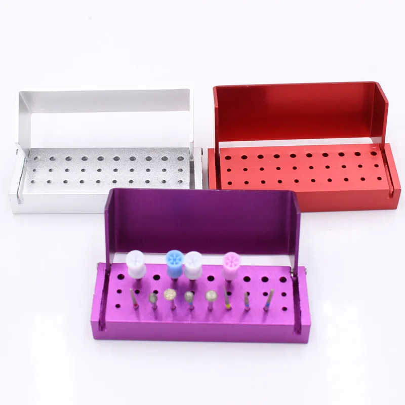 

Autoclavable 30 Holes Aluminium Dental Burs Holder Block Dental Disinfection Box for FG Burs and RA Burs