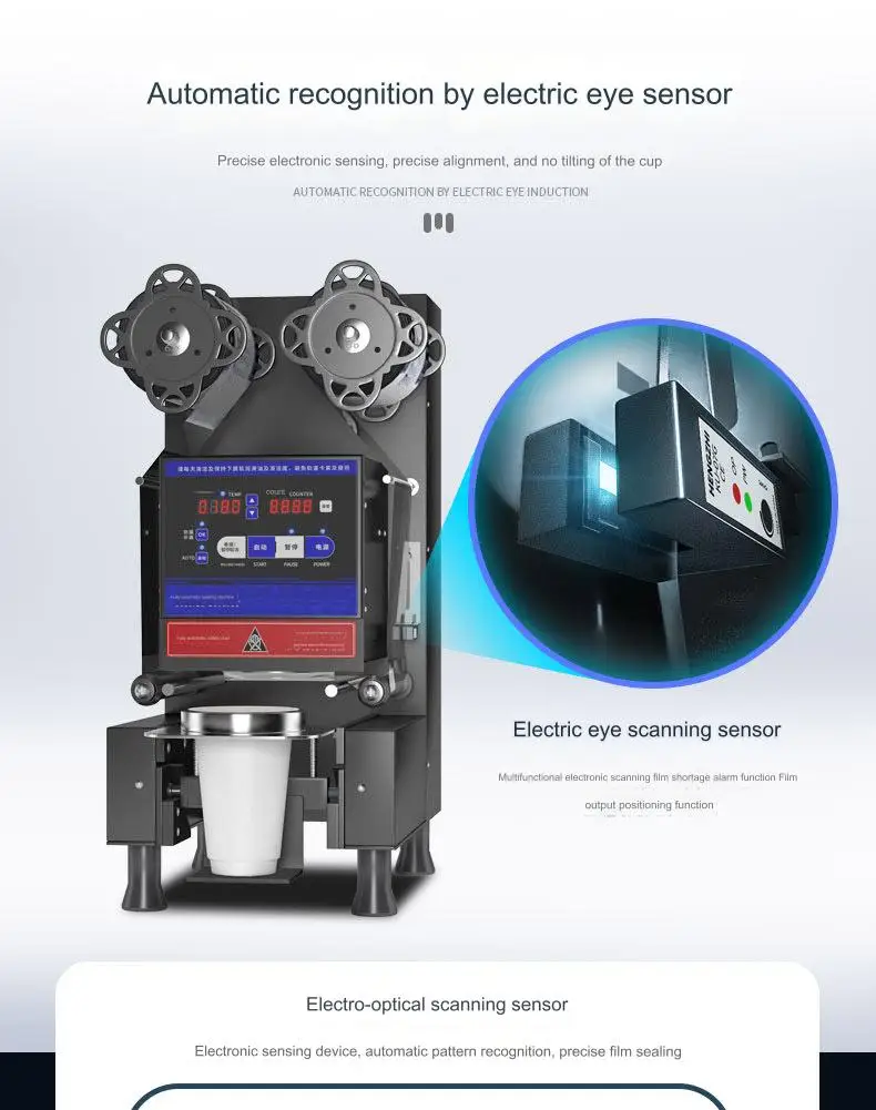 【HOT】Electric 90/95/98mm Plastic Cup Sealing Machine Semi-Automatic for Apparel Chemical Commodity Food Packing Bearing Core