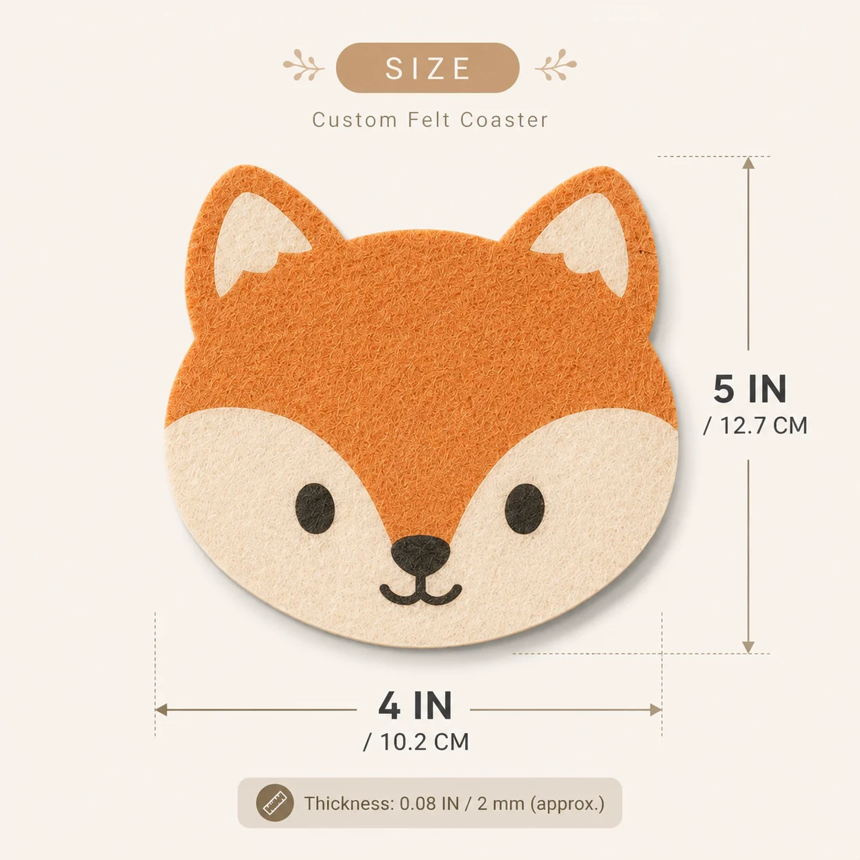 Custom Felt Coasters 10PCS Personalized Felt Coasters 4x5in Animal Shape Drink Mats Table Decor Home Office Coffee Cup Gift Set