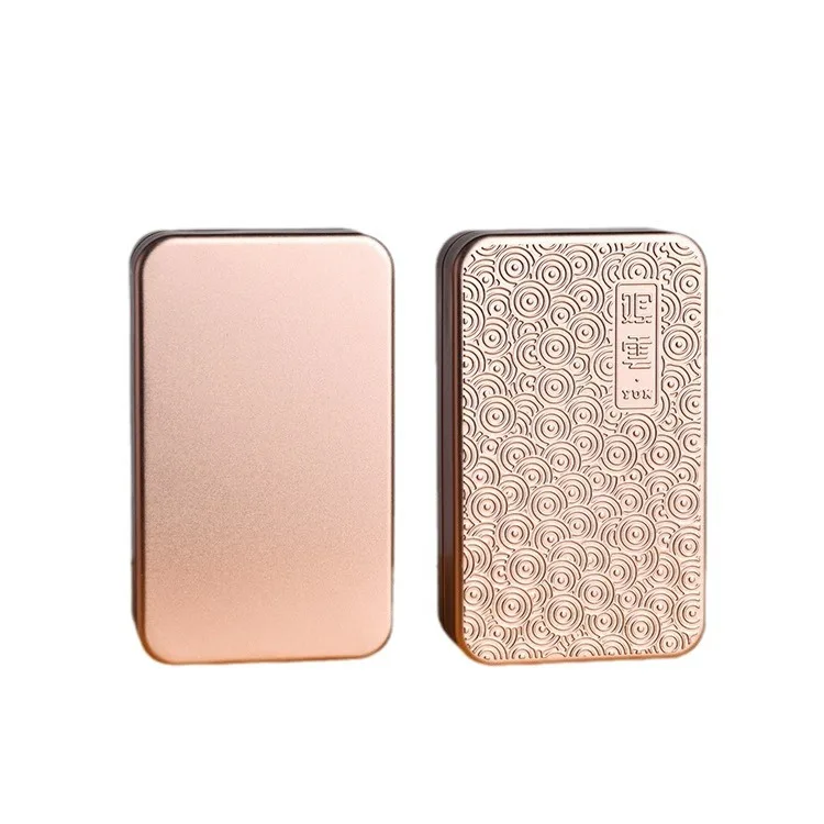 1PC Small Wavy Pattern Tea Storage Tin Box With Paper Box Portable Empty Rectangle Cookies Candy Storage Container Jewelry Case