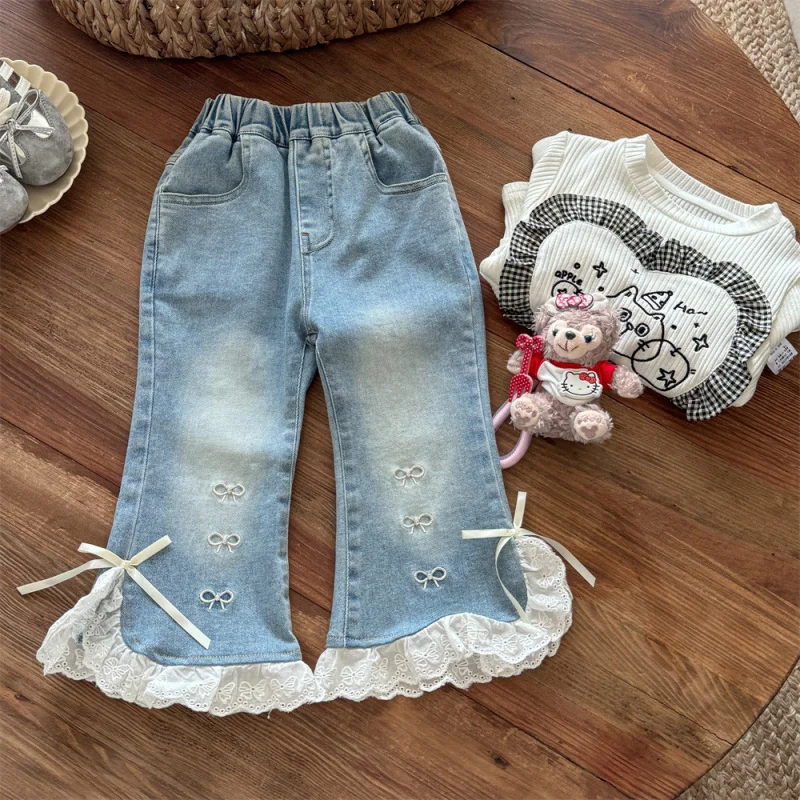 

Children's Stylish Base Shirt Autumn New Girls Versatile Fashionable Jeans Baby Two-Piece Set Autumn Style