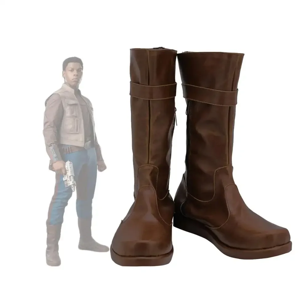 The Rise of Skywalker Finn Cosplay Boots Brown Leather Shoes Custom Made Any Size