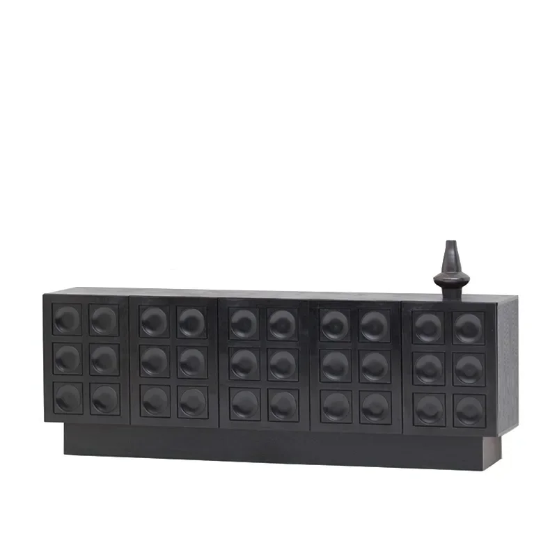 French retro side cabinet, locker, living room hallway cabinet, designer drawer type, medieval black combination cabinet