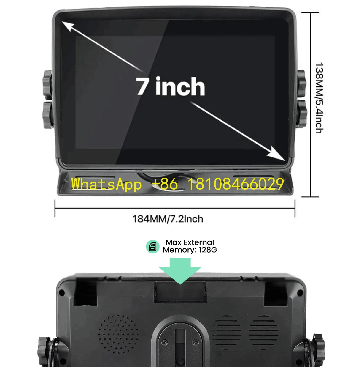 Система предупреждения о грузовике для тяжелых условий эксплуатации с резервным резервным экраном 1080P 7-дюймовый сенсорный экран 4 Quad