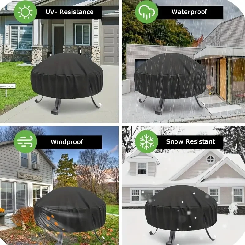 Copertura per braciere rotonda da esterno con chiusura con coulisse regolabile - Tessuto Oxford resistente di alta qualità e resistente ai raggi UV