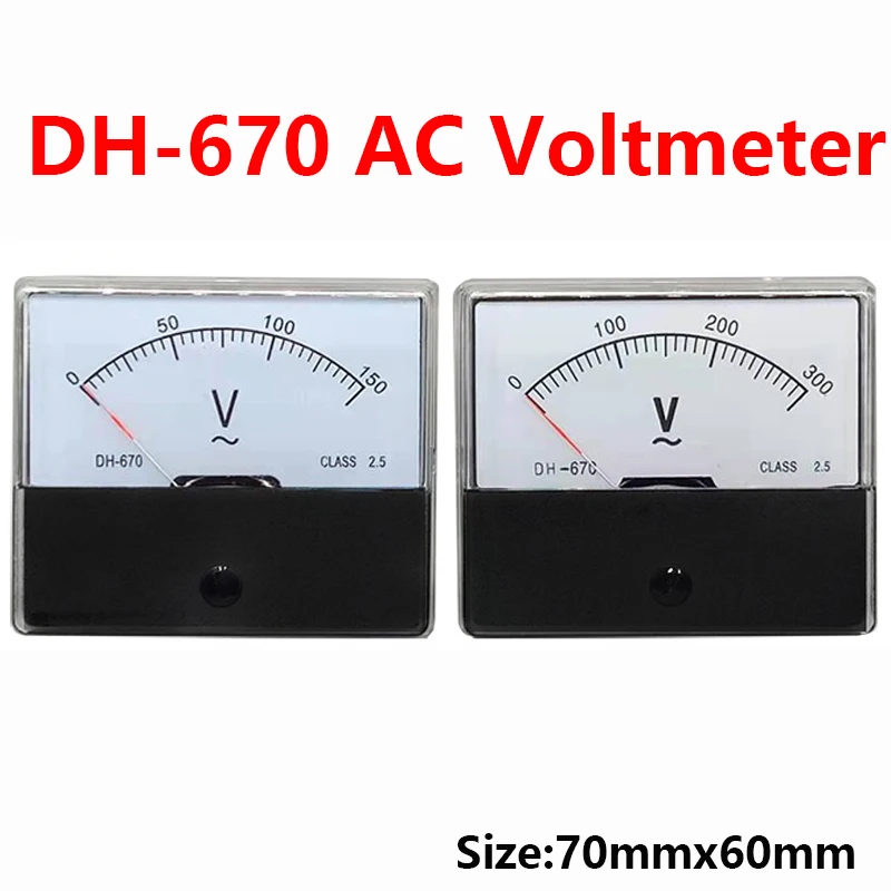 아날로그 패널 계량기 전압계 게이지 DH-670, AC 150V, 300V, 500V