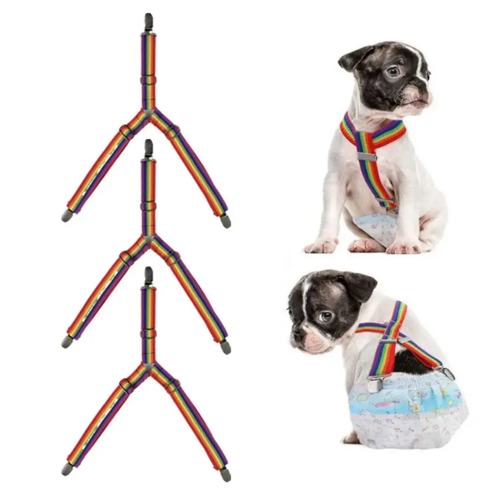Sangle de pantalon physiologique réglable pour animaux de compagnie, Clip élastique en Polyester pour chien, sangle Anti-chute, bretelles colorées pour couches de chien