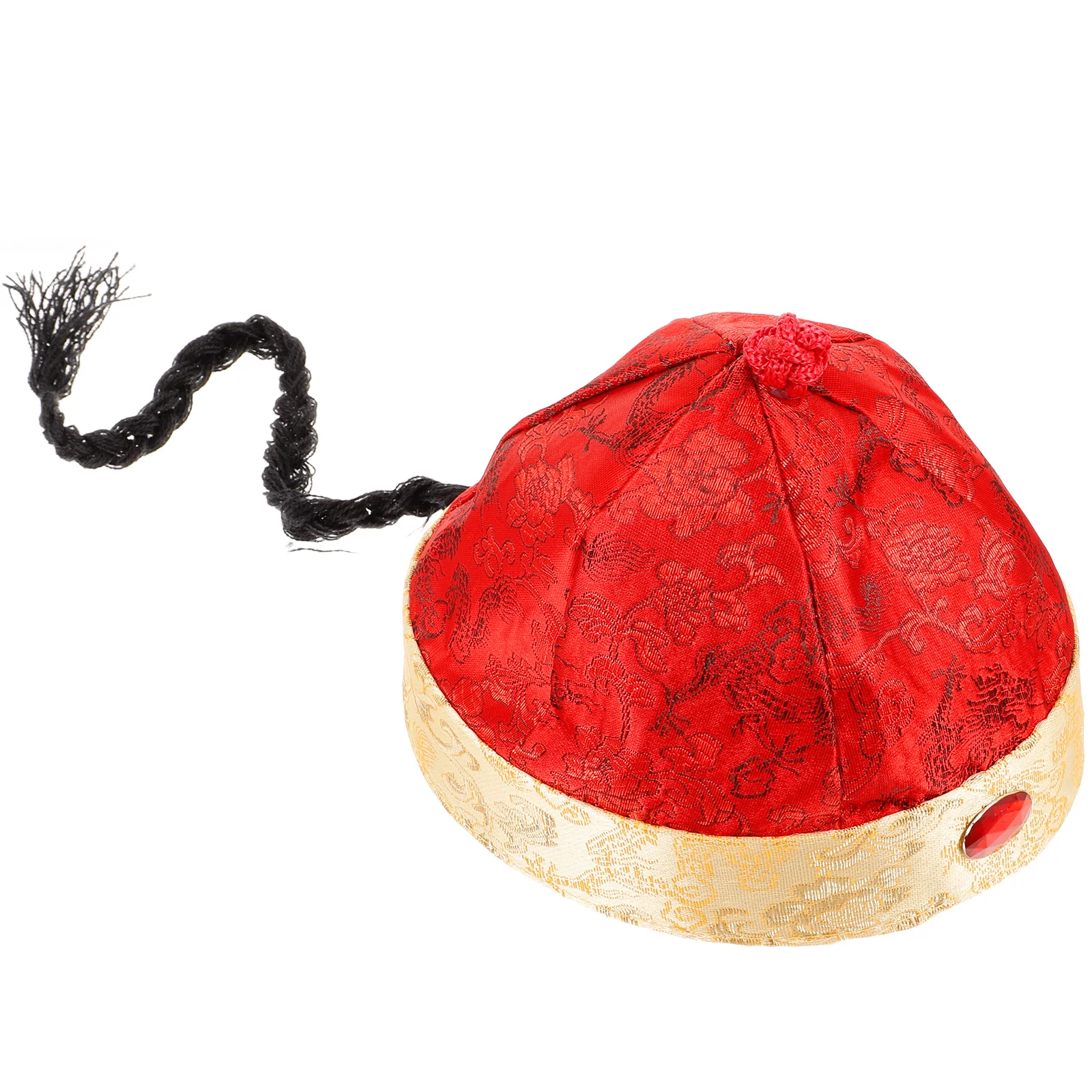 

Chinese Emperor Hat Prop Stage Performance Party Costume Accessory Silk Fabric Traditional Design Retro Cosplay Hat Ancient