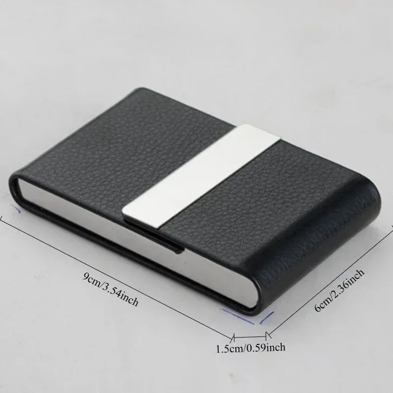 Slim Elegant Business Card Holder with Metal Pocket Magnetic Closure Premium PU Leather Wallet Organizer