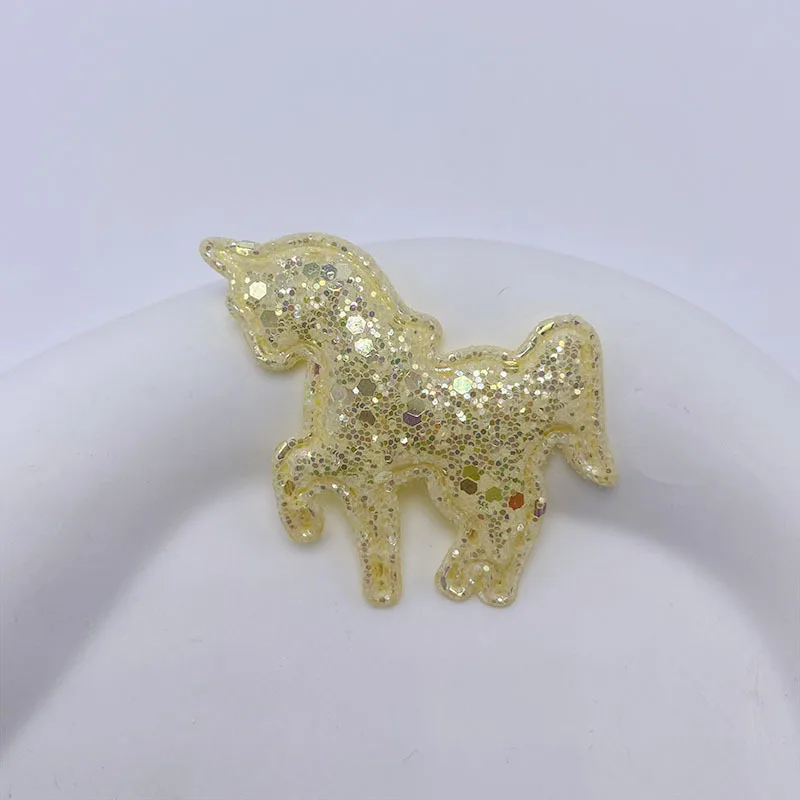40 Stück 4CM Glitzernde Einhorn-Applikationen zum Aufnähen, DIY Handgemachte Haarspangen & Stoff-Dekorationszubehör – Detail 3