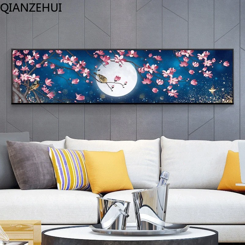 

DIY full Diamond Embroidery,Round Diamond 5D Bird-and-Flower landscape Living room decoration rhinestone Diamond painting