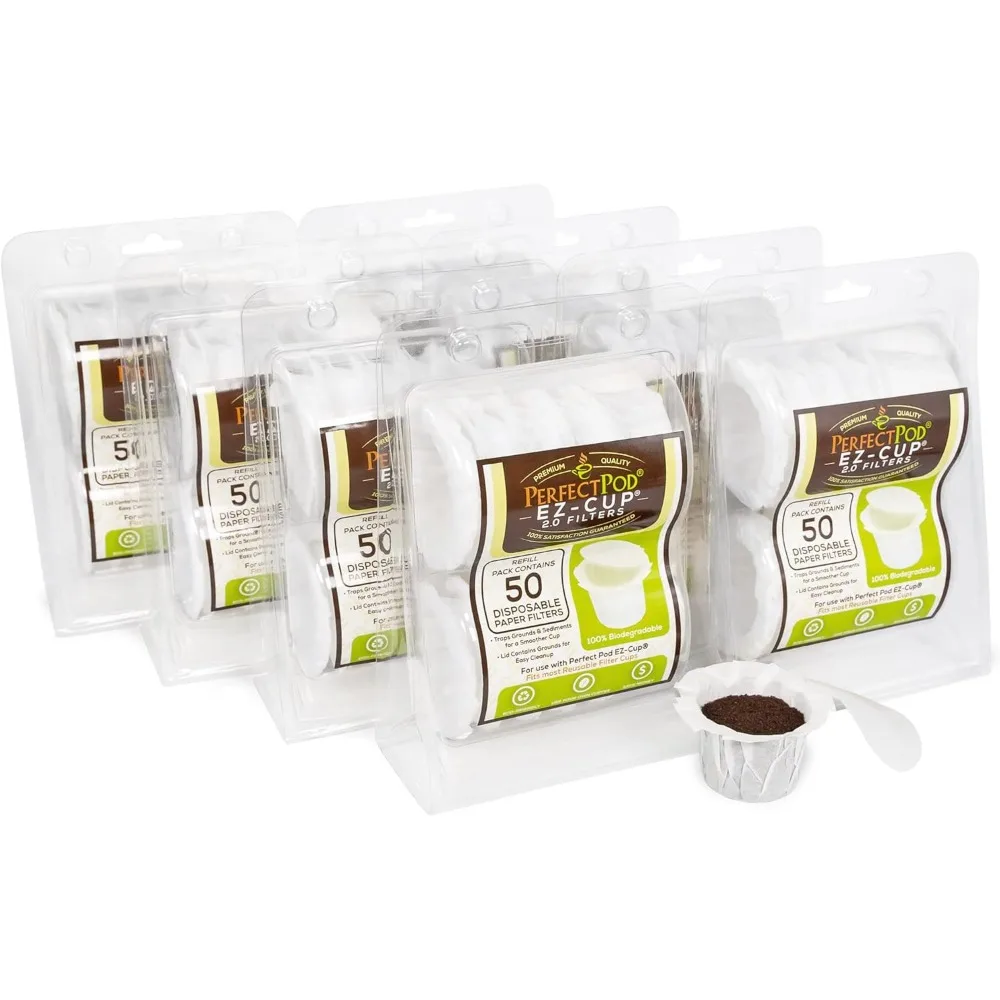 

Disposable Paper Filters with Patented Lid for Reusable Coffee Pods, 8-Pack (400 Filters)