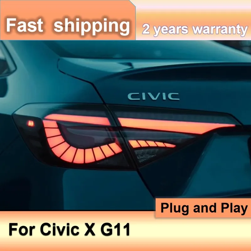 

Автомобильные аксессуары для Honda Civic, задний фонарь 2021-2022, задние фонари Civic X, задние DRL, противотуманные фары, указатель поворота, задний ход