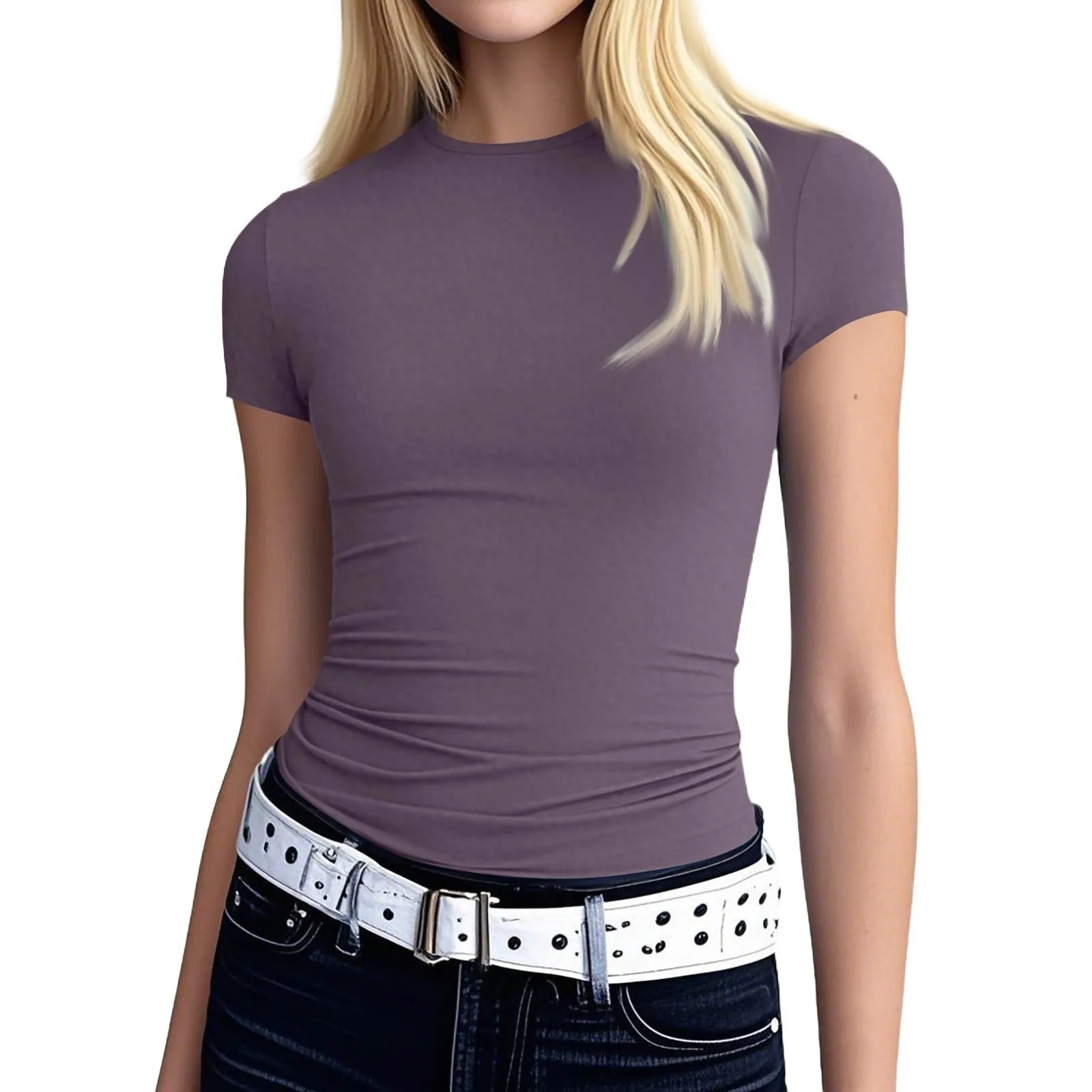 

Women Sexy Slim Fit Tops Short Sleeve Solid Sexy Tee Blouse Slim Fit Tight Crop-Top T Shirt Clothes For Women Top Mujer Traf