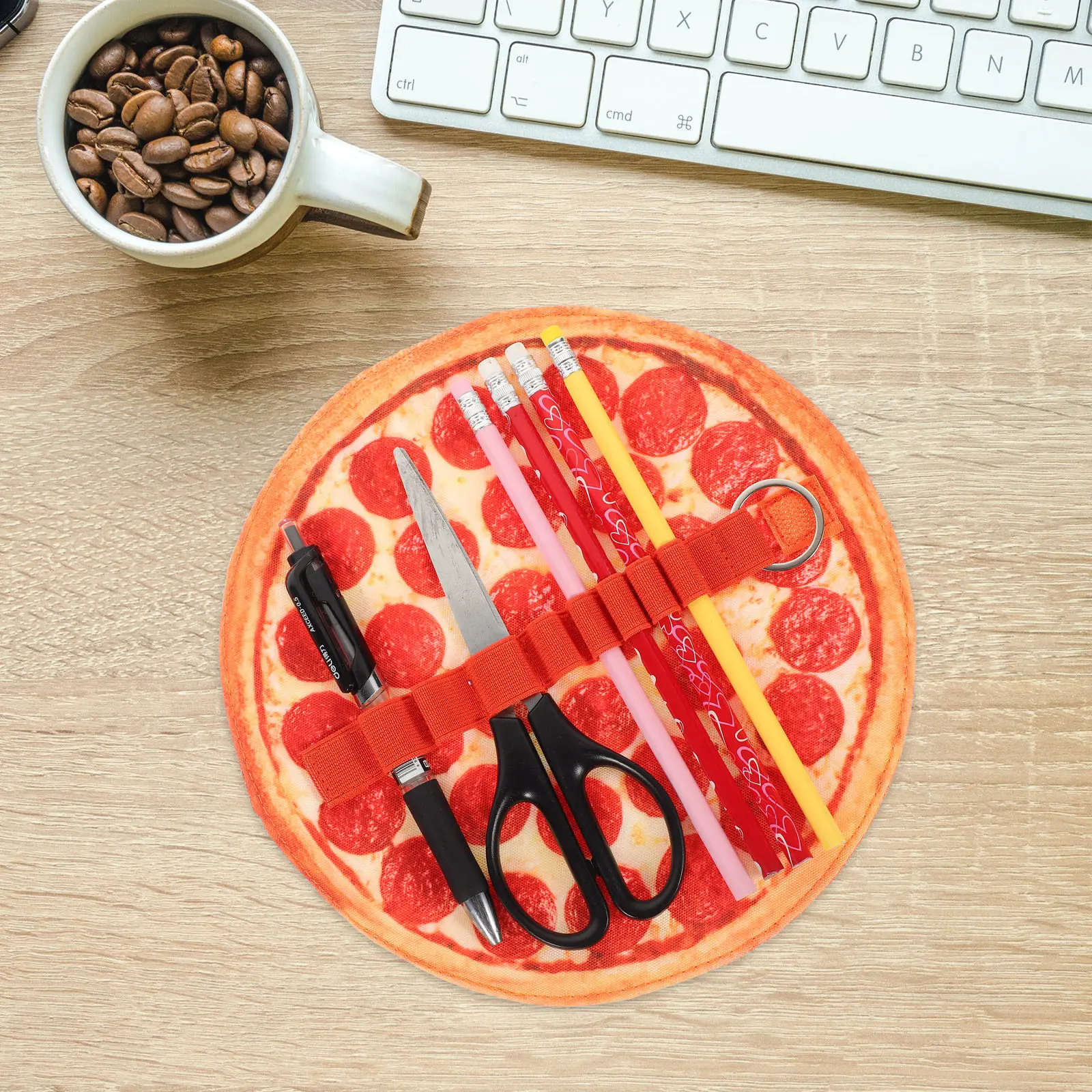 Pen Pouch Roll - Pizza Pencil Case Roll Up Canvas