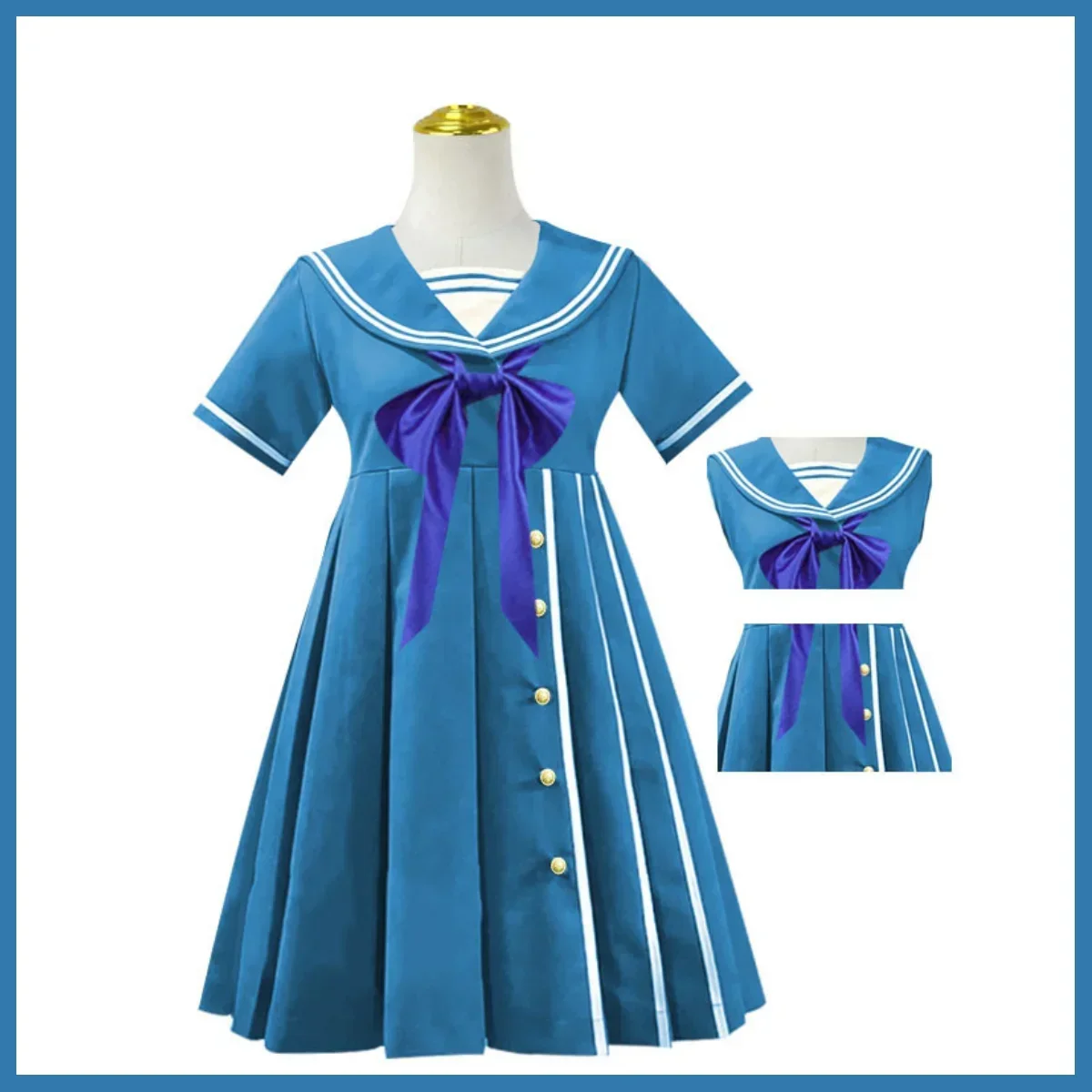 لعبة أنيمي عكس تأثيري زي باروكة للنساء ، فستان بأكمام قصيرة ، بدلة بحار ، أزرق ، كاواي ، جميل ، حفلة الهالوين ، صقر