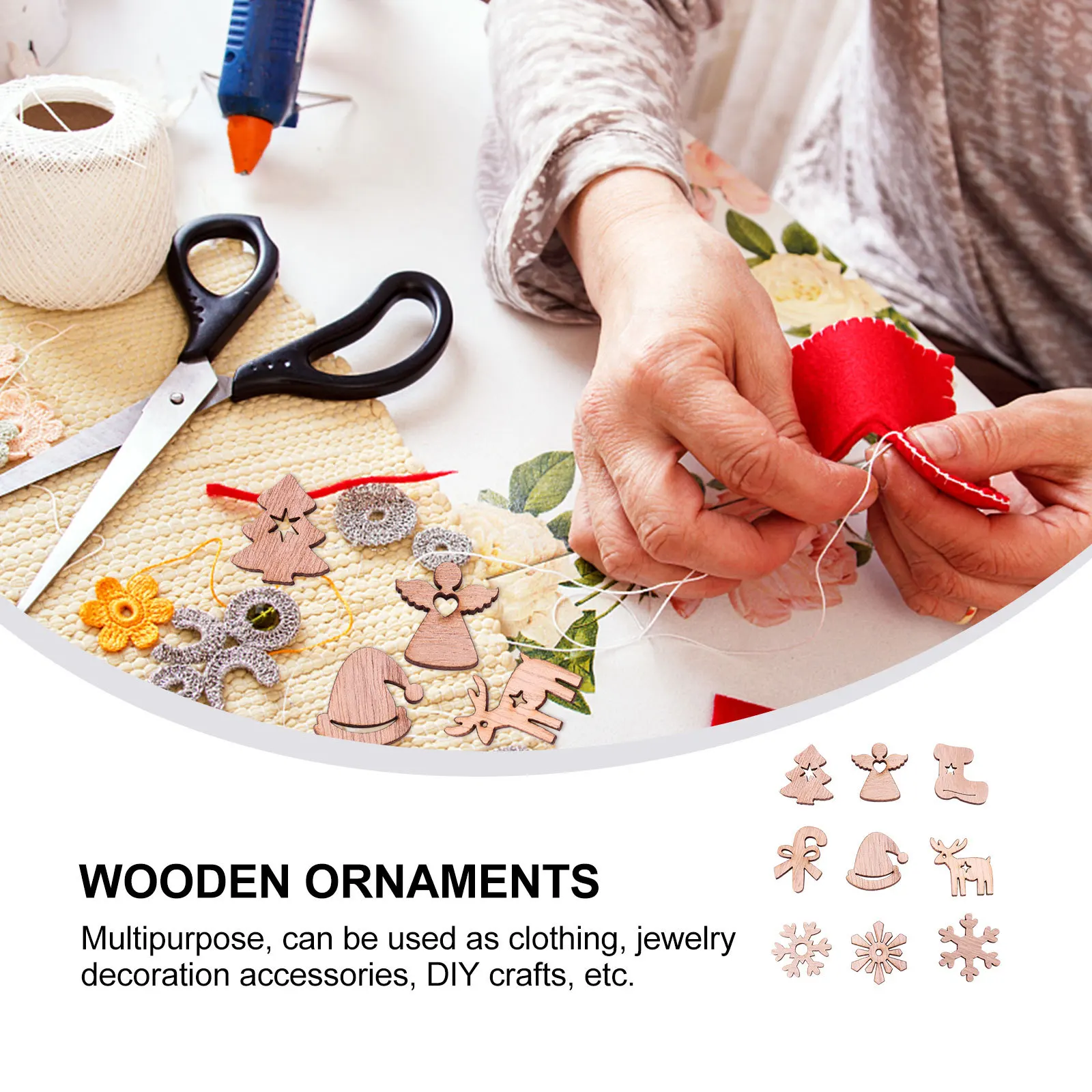 

100Pcs Wood Laser Decorations Multipurpose Christmas Wooden Ornaments DIY Crafts Tree Pendants Festive Wooden Accessories