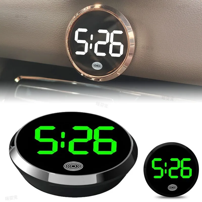 Touch-Control Car Electronic Clocks Dashboard Watch Car LED Clock with LED Display Light for Fridge RV Classroom Travel Vehicle