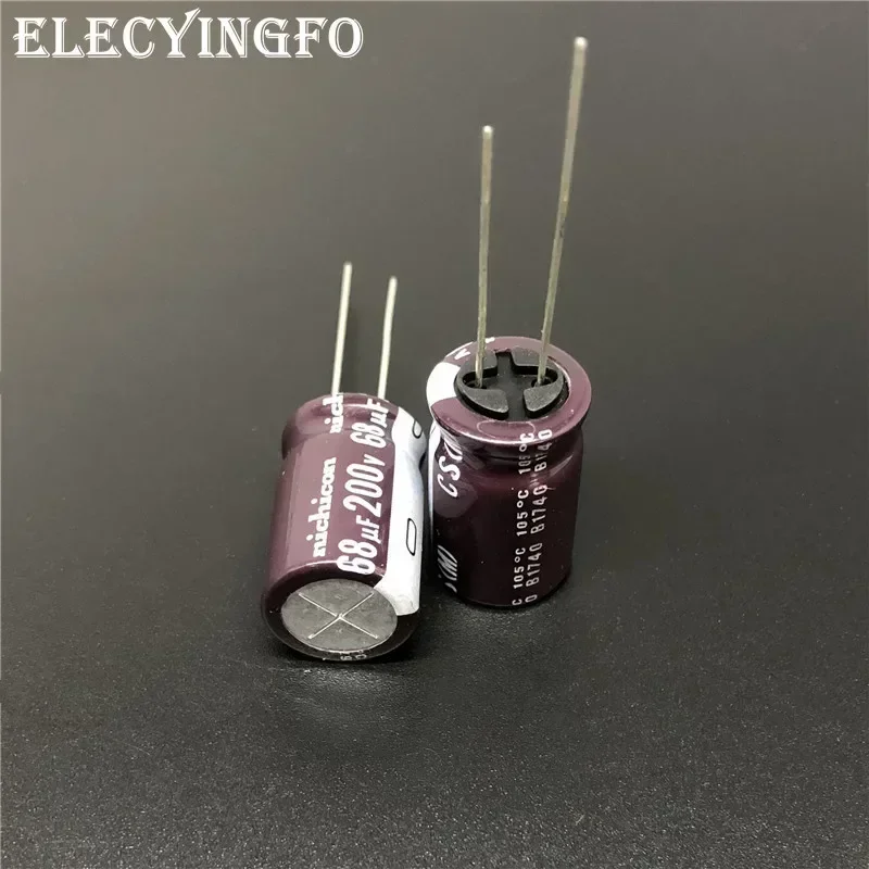 5 Stück/50 Stück NICHICON CS-Serie 12,5 x 20 mm hoher Welligkeitsstrom, hohe Zuverlässigkeit, 200 V, 68 uF, Aluminium-Elektrolytkondensator