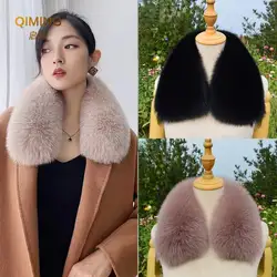 100% vera pelliccia collo sciarpa di pelliccia di volpe inverno scialle soffice di lusso tenere il collo più caldo donna uomo sciarpe quadrate pelose accessori per cappotti