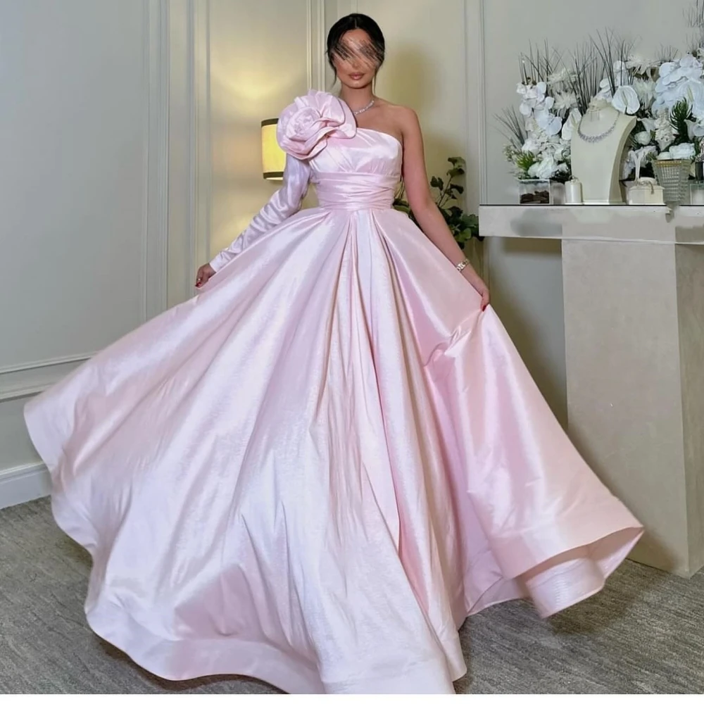 

Jiayigong Jersey Draped Flower Cocktail Party Ball Gown One-shoulder Bespoke Occasion Long Dresses Saudi Arabia