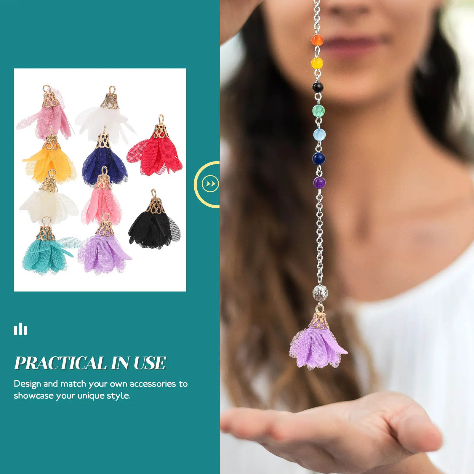 

10 шт. шифоновых цветочных подвесок-кисточек для изготовления украшений своими руками, для серег, ожерелий, подвесок, декоративных элементов, поделок