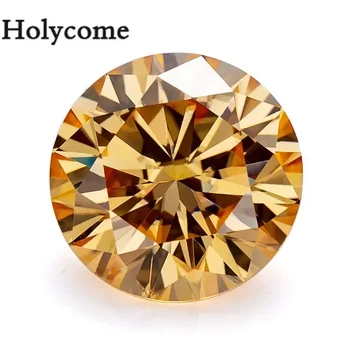 [Round Cut] Champagne Color VVS Clarity Loose Stone Moissanite Sparkling Lab Grown Diamond for Jewelry Making Factory Wholesale