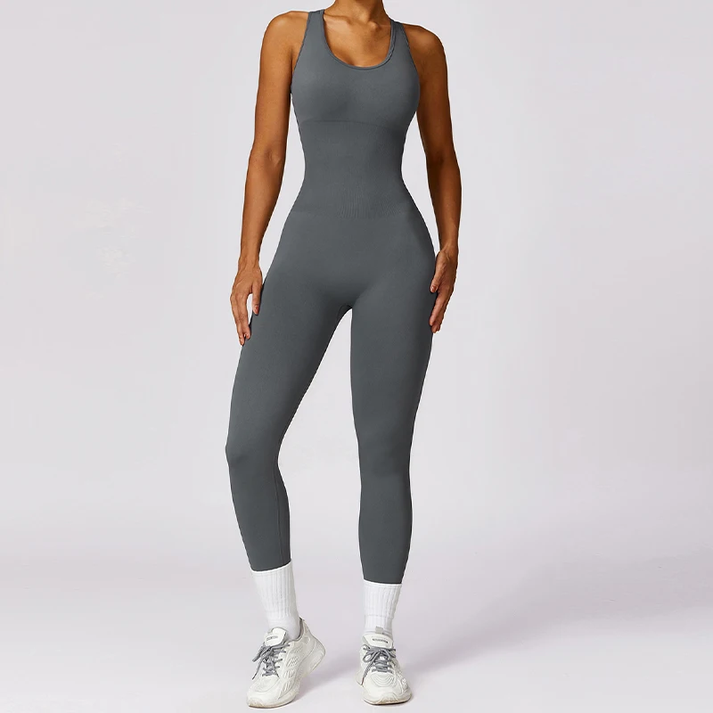 Tuta da palestra Naked Feeling Tuta da yoga senza schienale da donna Set di abbigliamento sportivo Tuta sportiva da donna Tute da allenamento