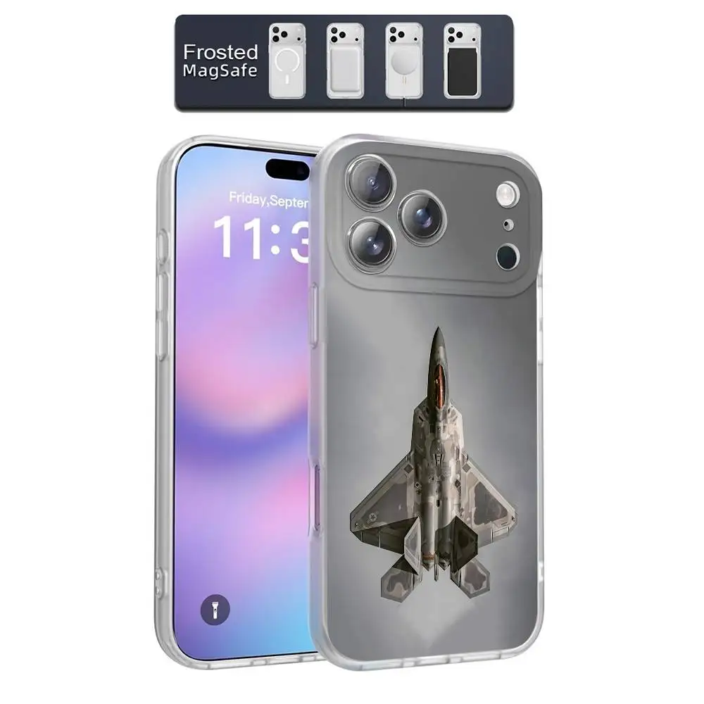 Kampfflugzeug F-F-22 Raptor Handyhülle für iPhone 17,16,15,14,13,12,11,Pro,Max,Plus,E,Air,Mini Magnetisch Magsafe Frosted Clear
