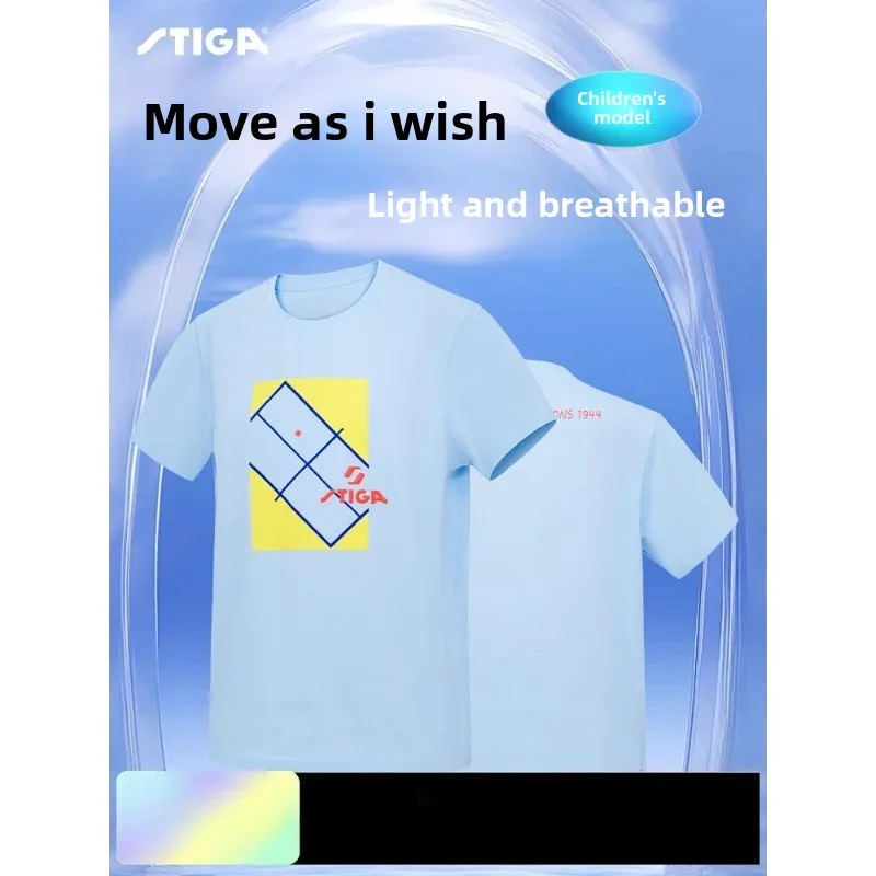 STIGA children's table tennis uniform summer quick drying breathable sports short sleeved new table tennis training uniform