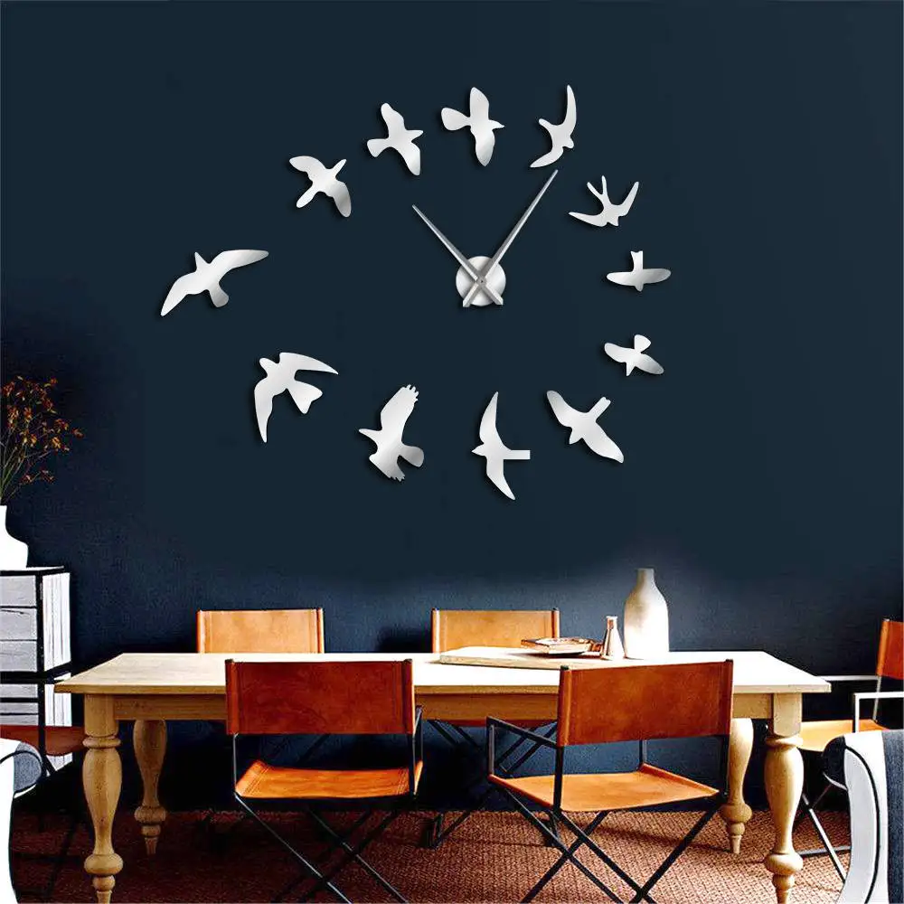 Creative 3D Wall Sticker Clock for Living Room Wall Clock DIY Wall Clock Flying Birds