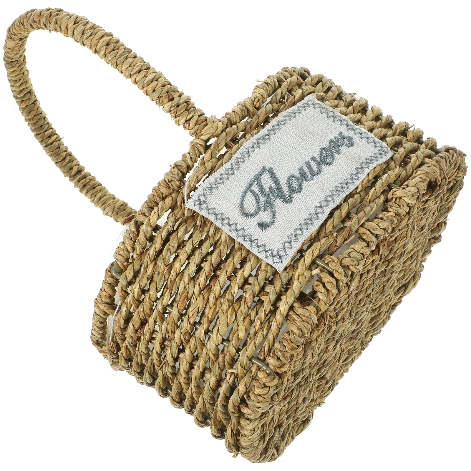 يده المنسوجة تخزين سلة النزهة العشب الحديد ريفي خمر المحمولة وجبات خفيفة الفاكهة تخدم سلة مع مقبض للمنزل مكتب #3