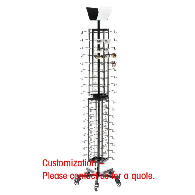custom.Customized Metal Black 360 Degree Rotating Sunglasses Display Stand Eyewear Display Turning Commercial Eyeglass
