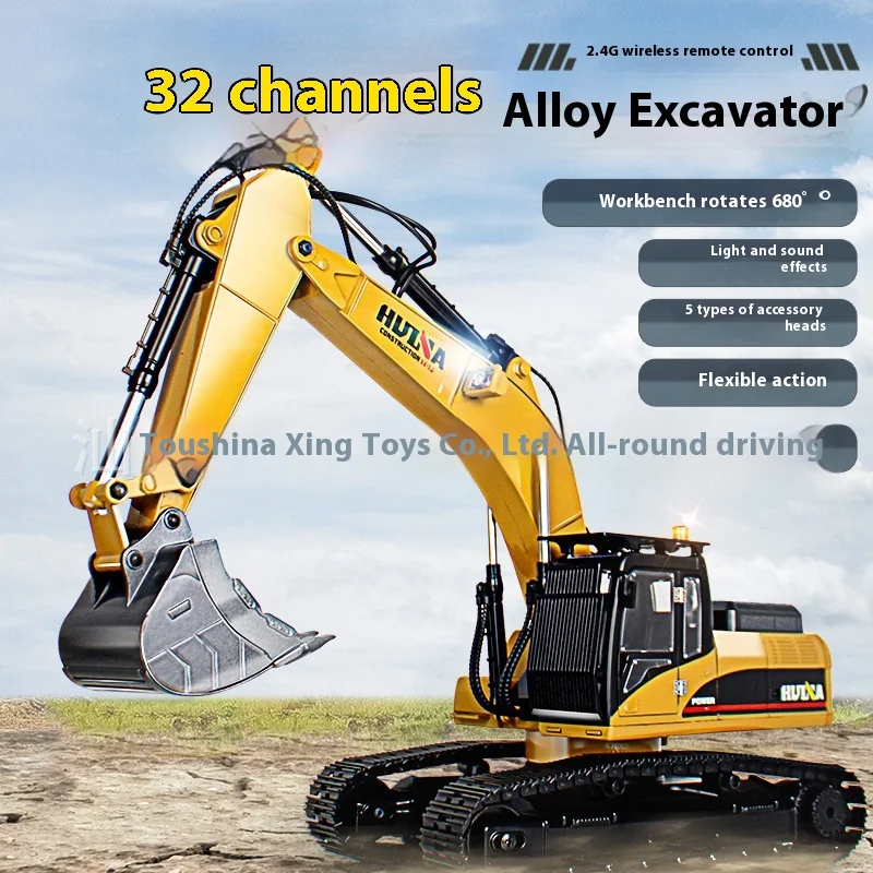 Nieuwe Huina 1/14 Schaal Graafmachine 1580 Legering Techniek Voertuig Speelgoed 32 Kanalen Afstandsbediening Simulatie Graafmachine voor Kinderen