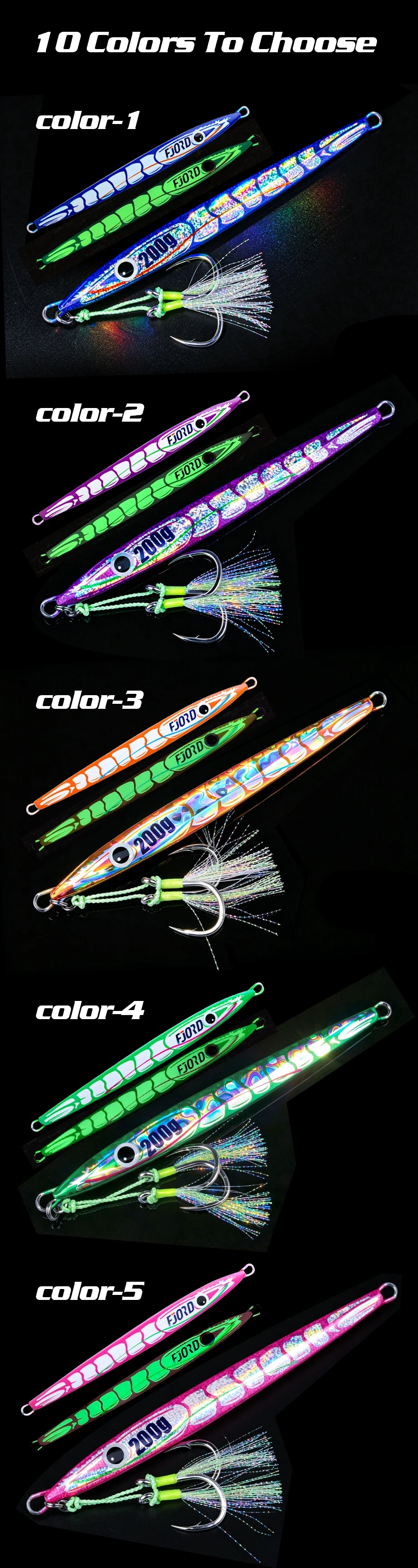 FJORD 150g 200g 250g Metall-Jig Angelköder UV Nachtleuchtend Meeres-Swimbaits Künstliche Köder Jigs Angelausrüstung Angelzubehör – Detail 6