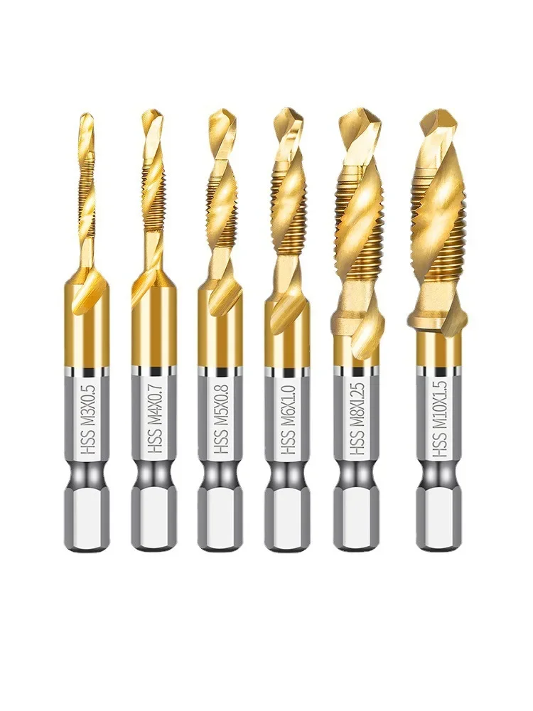 Imagem -06 - Titânio Chapeado Hex Shank Brocas Rosca Hss Metric Tap Cobalto-rolamento Composto m3 m4 m5 m6 m8 M10mechanical Part