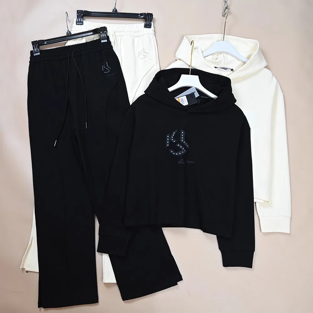 

Ladies Autumn Winter New Style American K Series Hoodie Straight Split Pants Set Casual Sportswear Long Sleeve Zipper Hooded
