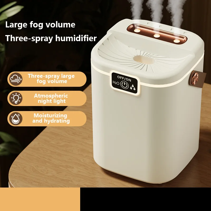 HOMEFISH Three Nozzle Night Light Humidifier, 2L Large Capacity Silent Water Refill Type-C Air Purifier for Bedroom Living Room.