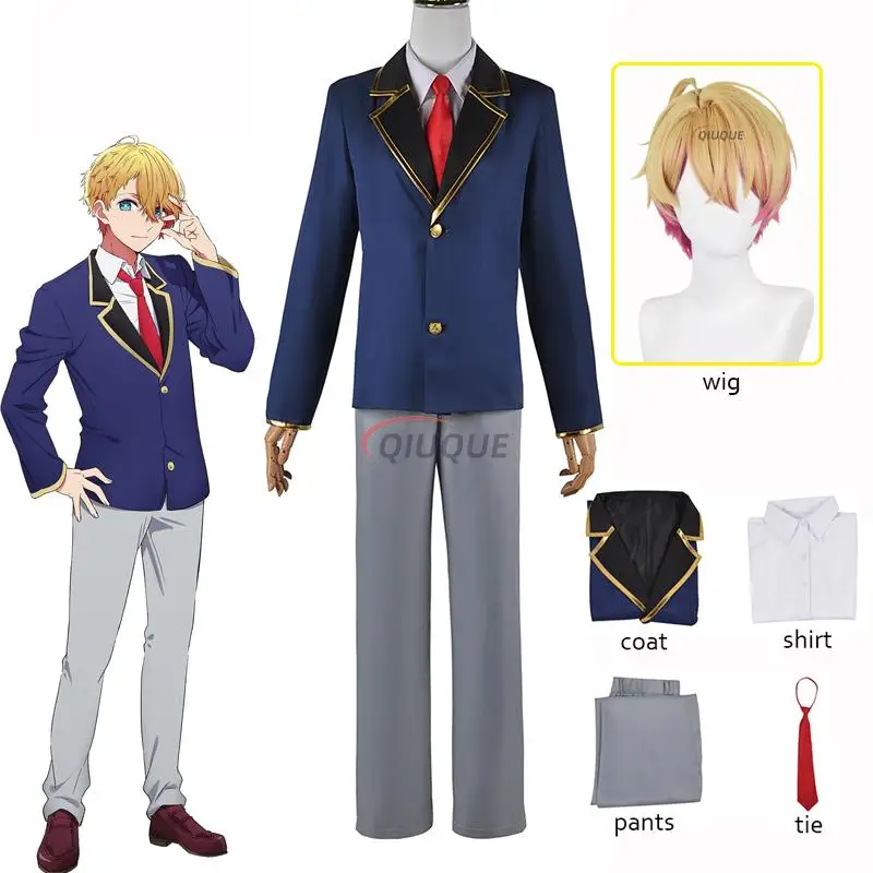 Disfraz de Oshi No Ko Hoshino Akuamarin para niños y adultos, uniforme de Cosplay, peluca Aqua, traje de juego de rol para Halloween, trajes para