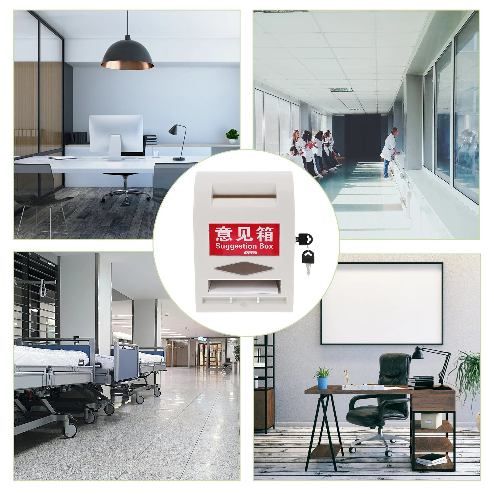 ตู้จดหมายแบบล็อคได้พร้อมกุญแจ ติดผนัง ทำจากพลาสติก สำหรับจัดเก็บจดหมายภายนอกอาคาร สวน บ้านพักตากอากาศ สีขาว แบบแขวนอเนกประสงค์