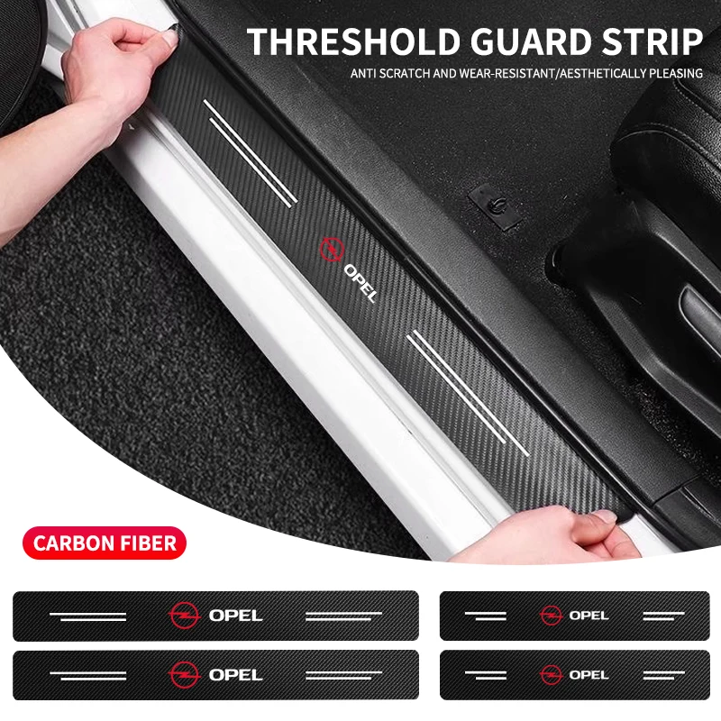 

4pcs Car Logo Threshold Strip Door Sill Protectio Sticker for Opel OPC Astra Insignia Mokka Zafira Corsa Vectra C D Antara Car