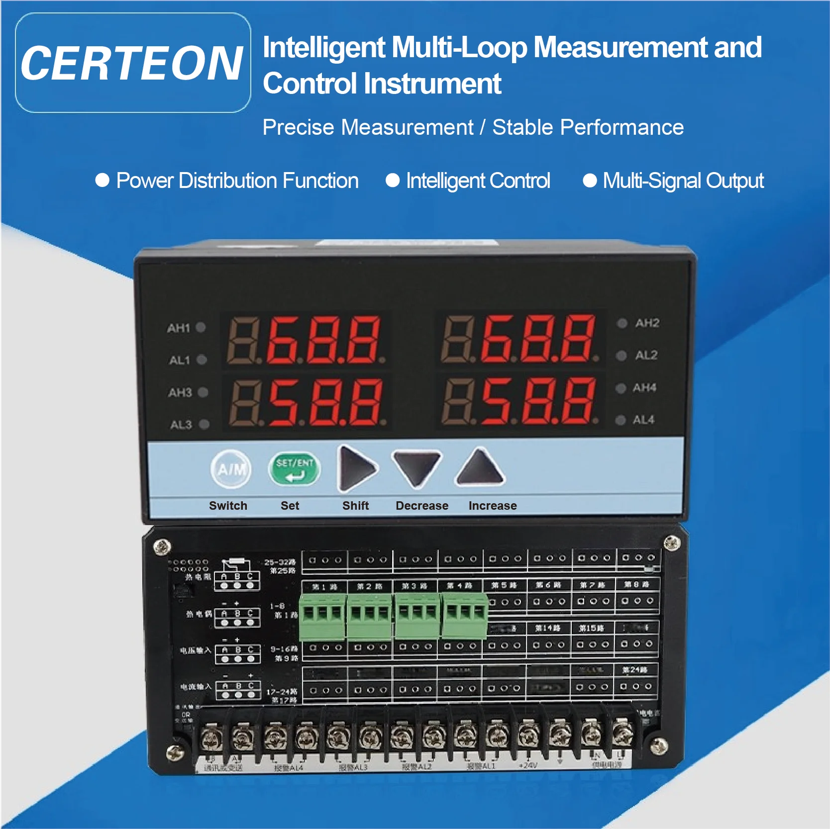 

дисплей многоканальный индикатор сигнализации Многоконтурный контроллер процесса цифровой панельный измеритель контроля температуры и давления