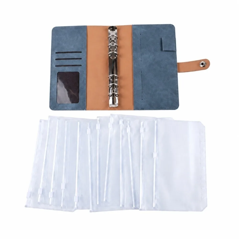 A6 Leather Shell Binder Notebook A6 Size Rectangle Shape Zipper Pocket Inserts Multiple Pockets Removable Sheets