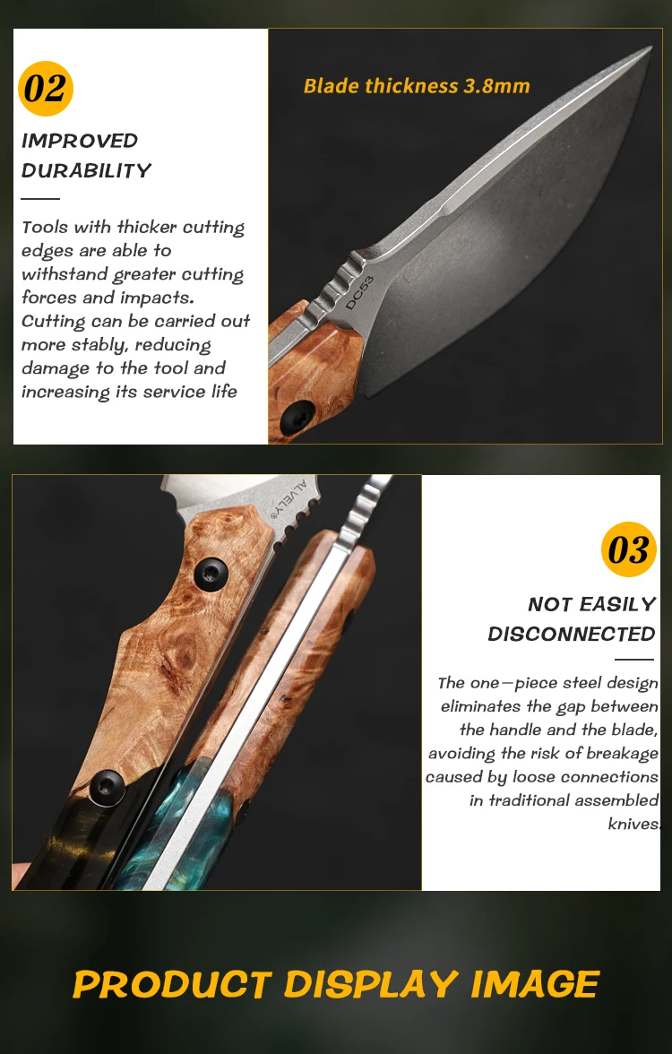 DC53 Feststehende Klinge Messer, Herren-Alltagsmesser (EDC), Outdoor-Camping- und Abenteuer-Messer, Auberginenförmiges Multitool – Detail 7