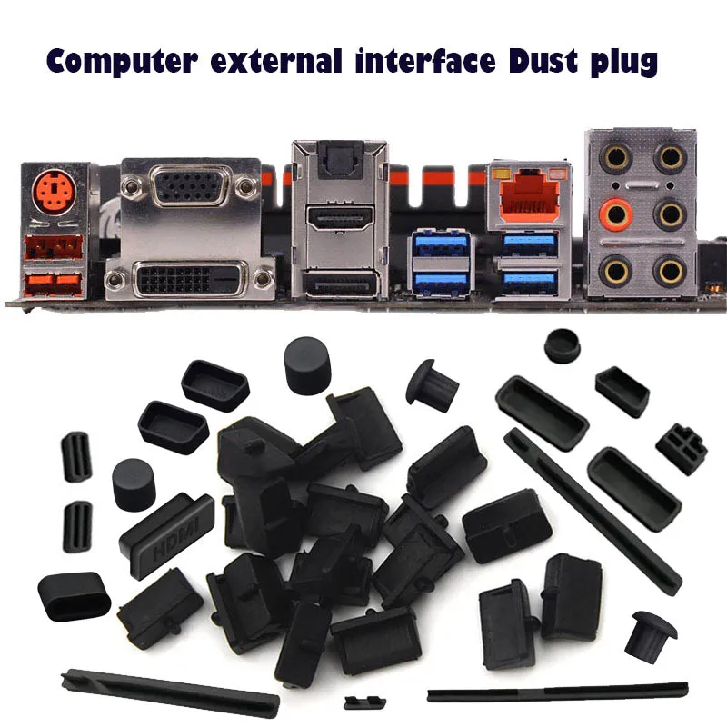 Dust Cap For Display Port Desktop Hosts Dusts Plug Set Motherboard Chassis Graphics Card Stopper Protectors Caps Cover USB RJ45