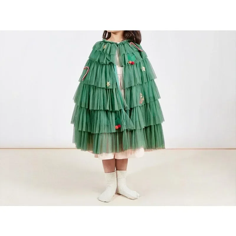 

Xmas Cosplay Christmas Tree Cape School Stage Performance Green Children Role Play Cloak New Year Cloak Girls Winter Clothes