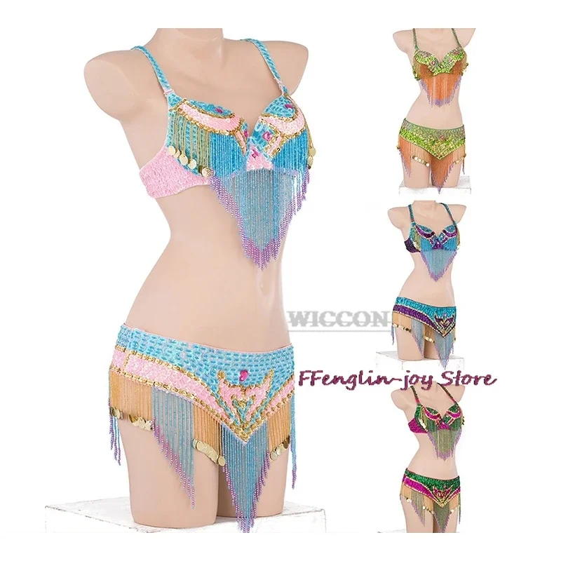 Belly dancing suite cintura reggiseno 2 pezzi set samba costumes club reggiseno sexy accetta qualsiasi dimensione 4 colori per le donne reggiseno hip danza del ventre