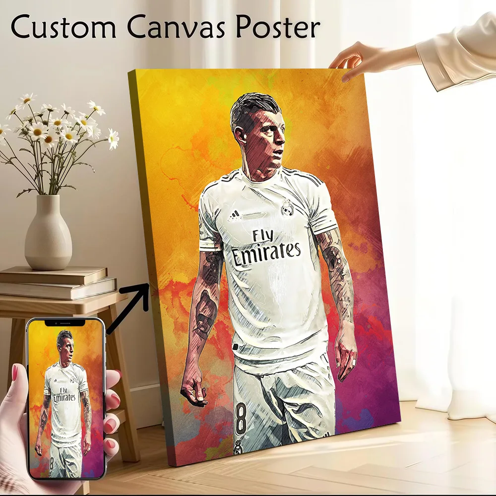 Toni Kroos Splash Canvas Poster Customizable Printed Canvas Painting Wall Art for Fans Living Room Decoration Gaming Wand Deko