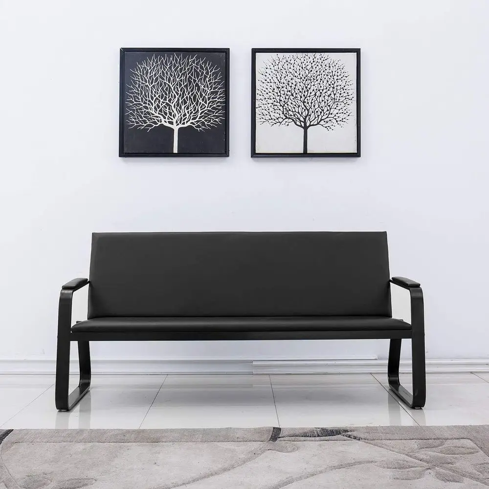 

Waiting Room Chair with Armrest PU Leather Office Furniture Bench, Office Guest Seating Lobby Conference Reception Chairs for Ai